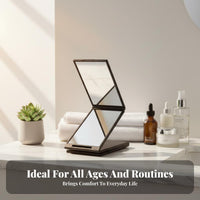 Foldable Design 4 Panel Folding Mirror Portable Back of Head View Mirror Handheld or Stand Use for Women, Men
