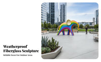 Hand-Painted Finish Abstract Elephant Statue Weather Resistant Elephant Garden Statue Handmade Outdoor Decoration Automotive Grade Paint for Landscape Designers, Property Managers, Parks, Gardens, Playgrounds, Residential Communities