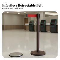 Heavy Duty Base Retractable Belt Stanchion Wear-Resistant Stainless Steel Queue Pole Belt Barrier Post for Event Organizers, Security Personnel, Business Owners, Airports, Hotels, Exhibition Halls, Retail Stores