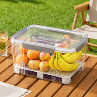 Transparent Storage Box with Lid, Food Container with 4-fold Lock and Handle, Stackable Storage Containers for Meal Prep, Camping & Picnic