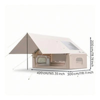Inflatable Tent with Awning Spacious Inflatable Tent with Mesh Openings and Doors Portable for Outdoor Trips, Car Camping