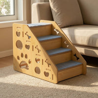 Wooden Pet Staircase Carpeted Dog Steps with Carpet Sturdy Furniture for Older Pets, Sofa