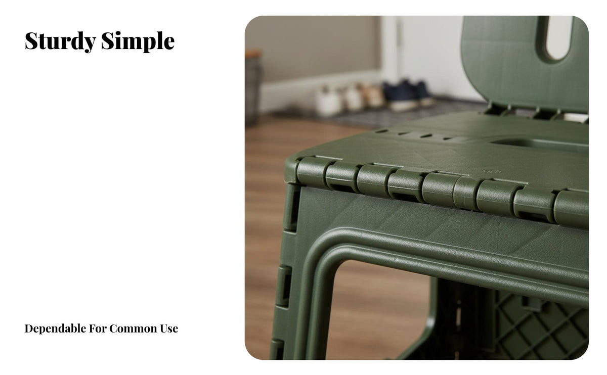 Foldable Design Collapsible Stool with Handle Space-Saving Collapsible Single-Motion Stool Sturdy Portable Seat High Weight Capacity for Travelers, Homeowners, Outdoor, Camping, Travel, Entryway