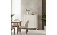 Sideboard with Metal Legs Marble-Look Sideboard Cabinet with Storage Modern Storage Cabinet for Dining Room, Entryway