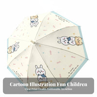 Children's Cartoon Umbrella Clear View Frosted Transparent Umbrella Comfortable Grip Rain Gear for Girls, Students, School