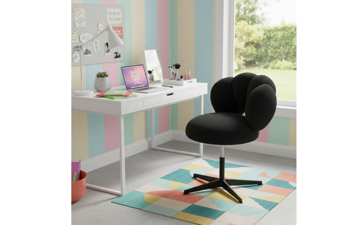 Comfortable Armless Vanity Chair Soft Upholstery Luxurious Makeup Stool Easy Assembly Adjustable Height Task Chair for Women, Girls, Bedroom, Dressing Table