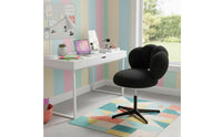 Comfortable Armless Vanity Chair Soft Upholstery Luxurious Makeup Stool Easy Assembly Adjustable Height Task Chair for Women, Girls, Bedroom, Dressing Table