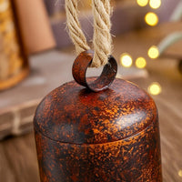 Cylindrical Bell Vintage-Style Bell with Rope Hanger Rustic Ornament for Christmas Tree, Wreath