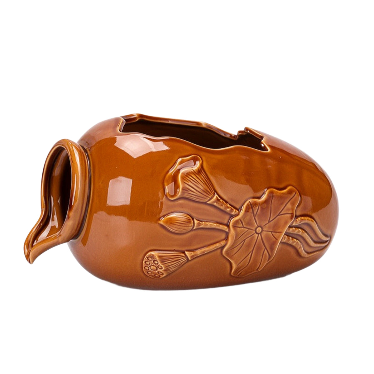 Ceramic Fish Bowl Water Circulation Pot with Glaze, Chinese Style