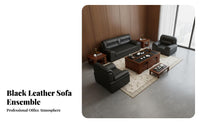 Chinese Design Reception Sofa Set Professional Look 3 Seater Office Sofa Sturdy Frame Executive Office Lounge Set for Executives, Adults, Waiting Room