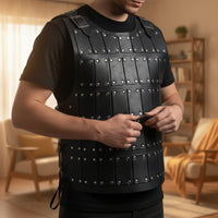 Leather Chest Piece with Buckles Barbarian Cosplay Chestplate Retro Half Chest Piece for Larpers