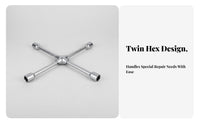 High-Carbon Steel 4-Way Lug Wrench Long-Lasting 4 Way Cross Wrench Forged Construction for DIYers, Roadside Emergency, Auto Repair Shop