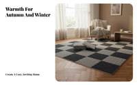Freely Cuttable Interlocking Luxuriously Soft Carpet Tiles Easy to Clean DIY Splicing Carpet Thickened Padding Luxuriously Soft Foam Floor Tiles Anti-Slip for Families, Renters, Parents, Bedroom, Living Room, Playroom, Nursery