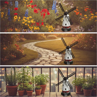 Lighthouse with Wind Turbine Resin Wind Turbine Lighthouse Ornament Stone-Textured Outdoor for Gardeners, Patio, Courtyard