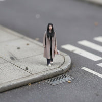 3D Printed 1/64 Scale Woman Figure Pre-Painted Walking Woman Miniature Realistic Intricacy Female Miniature Scene Figure for Hobbyists, Dioramas