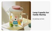 Glass Pitcher with Lid Heat Resistant Glass Infuser Pitcher with Lid Large Capacity Hot Cold Beverage Carafe for Families, Kids, Summer, Party