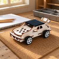 Laser-Cut Wooden Car Model Slotjointly Solar-Powered Car Toy