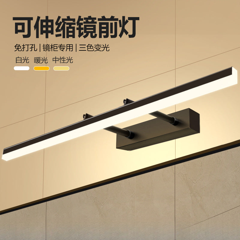 LED Bathroom Mirror Light with Extendable Arm, No-Drill Installation