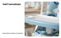 Space Saving Multi-Function High Chair with Tray Easy to Clean Foldable Feeding Chair with Tray 5-Point Harness Reclinable Seat for Toddlers, Infants, Newborns, Home, Kitchen, Living Room, Travel
