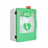 Emergency Entry AED Storage Cabinet Clear Window AED Cabinet Glass Door Defibrillator Alarm Box Lockable for Public Places, Schools, Offices
