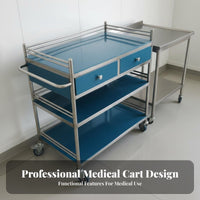 Thickened Frame Stainless Steel Medical Cart 360° Swivel Casters Multi-Tier Treatment Cart Resistant Rolling Instrument Trolley Easy to Clean for Beauticians, Hospitality Workers, Hospital, Operating Room, Oral Prevent Items from Sliding Ice