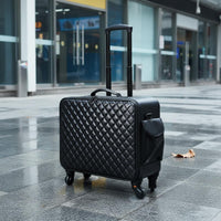 Large Capacity Rolling Makeup Train Case Telescopic Handle Cosmetic Trolley Suitcase Portable Professional Makeup Storage Box 360° Swivel Wheels for Hairstylists, Nail Technicians, Salon, Behind the Scenes
