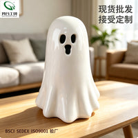 White Hollow Ghost Ceramic Night Light Halloween Decor