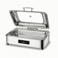 Buffet Warmer with Glass Lid Polished Chafing Dish with Glass Lid Commercial Grade Warming Tray for Caterers, Hosts, Buffets, Catering