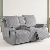 4 Pieces Recliner Loveseat Cover with Console Waterproof Recliner Loveseat Slipcover with Console Quilted Reclining Sofa Cover for Living Room