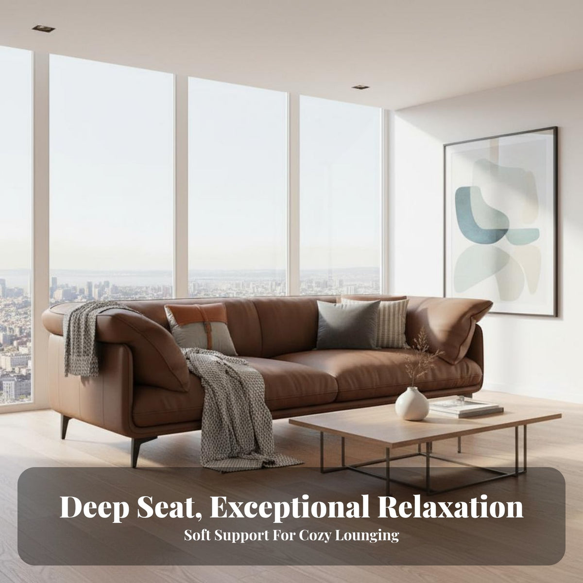 Modern 3-Seater Sofa Scratch-Resistant Modern 3 Person Sofa Removable and Washable Tech Material Couch for Pet Owners, Adults, Lounge Area, Studio
