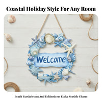 Sea Star Coastal Wreath Sign Easy to Hang Beach Welcome Sign Lightweight Wooden Door Hanger Long-Lasting