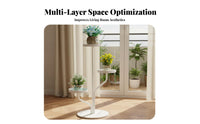 Light Luxury Design Multi-Tier Plant Stand Indoor and Outdoor Use Plant Cart with Wheels Decorative Multi-Level Display Rack Wrought Iron Frame for Living Room, Balcony, Patio, Corner