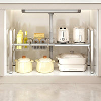 Under-Sink Storage Rack, Stainless Steel, Pot Storage, Kitchen Organization, 2-Tier Drawer