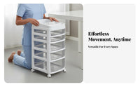 Large Capacity Rolling Makeup Storage Cart 4 Drawers Multi-Layer Drawer Trolley Deep Top Case Mobile Beauty Organizer Dust-Proof for Cosmetologists, Hairstylists, Salon, Home Use, Dressing Room, Bedroom