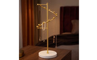 Gold-Toned Jewelry Stand with Spiral Branch Decorative Necklace Holder with Round Base Metal Necklace Holder Countertop for Vanity, Dresser, Bedside Table