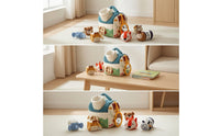 Compact Soft Toy House with Stuffed Animals Tactile Baby Shape Sorter House Sensory Textile Playhouse with Stuffed Animals Travel-Ready for Playroom