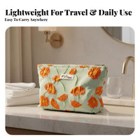 Floral Makeup Bag Large Capacity Embroidered Floral Makeup Bag Portable