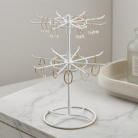 Two-Tier Rotating Jewelry Stand Branching Hooks 360° Jewelry Display Display Freestanding Rotating Bracelet Holder Metal for Desktop