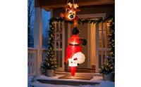 Santa and Reindeer Inflatable Vertical Hanging Christmas Inflatable Holiday Display for Families, Porch, Balcony, Entryway