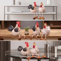 2 Pieces Whimsical Chicken Figurine Indoor Chicken Figurines Outdoor Shelf Sitter with Dangling Legs Charming for Gardeners, Farmhouse Decor, Desk