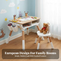 Kids Table and Chair Set Rounded Edges Kids Table and 2 Chairs Set Ergonomic Design for Young Children, Preschoolers, Playroom, Daycare, Classroom