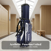 Golf Stand Bag with Wheels Large Capacity Retractable Athletic Gear Carrier Bag Double Shoulder Straps