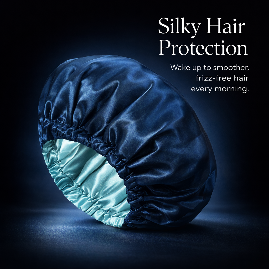 Double Layer Satin Sleep Bonnet for Adjustable Cap for Women, Soft Wide Brim Protection, Salon Use Night