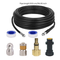 High Pressure Washer Hose with Nozzle Flexible Sewer Jetting Hose with Adapter Concentrated for Plumbers