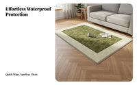 Waterproof French Design Living Room Rug Stain-Resistant Bordered Area Rug Easy to Clean Herringbone Pattern Carpet Retro Design for Pet Owners, Homeowners, Interior Decorators, Bedroom, Under Sofa, High-Traffic Areas, Home Office