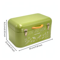 Metal Storage Box Green Storage Box with Lid Portable Lidded for Gardeners, Hobbyists, Potting Shed, Greenhouse, Garden