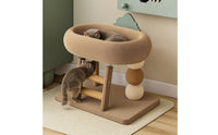 Cat Scratcher Bed Elevated Cat Scratching Post with Basket Pet Furniture Corrugated Cardboard Curved for Cats, Indoor
