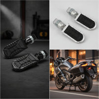 Motorcycle Rear Passenger Foot Pegs Textured Foot Pegs with Mounting Joint Adjustable Footpeg for Long-Distances Riders, Highway Riding