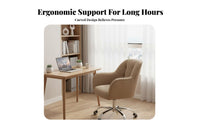 Height Adjustable Upholstered Rolling Chair Minimalist Design Office Furniture Ergonomic spine supportrest Padded Seat for Home Workers, Students, Adults, Study Room, Bedroom