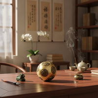 Brass Ball with Engraved Medallions Polished Brass Fidget Sphere Textured for Office